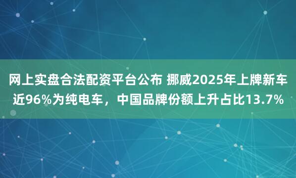 网上实盘合法配资平台公布 挪威2025年上牌新车近96%为纯电车，中国品牌份额上升占比13.7%