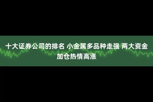 十大证券公司的排名 小金属多品种走强 两大资金加仓热情高涨